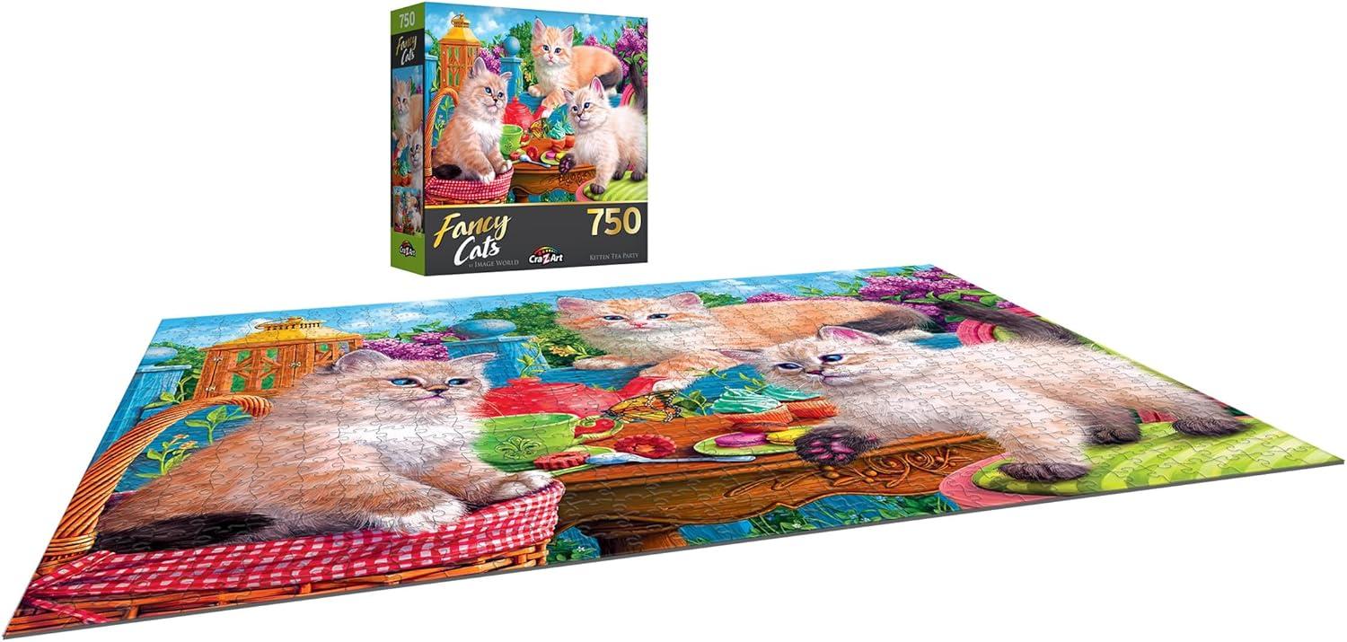image:imageRoseArt Fancy Cats Library Mischief 750 Piece Jigsaw Puzzle for AdultsKitten Tea Party