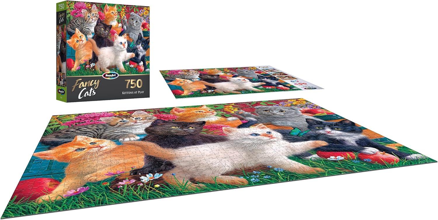 image:imageRoseArt Fancy Cats Library Mischief 750 Piece Jigsaw Puzzle for AdultsKittens at Play