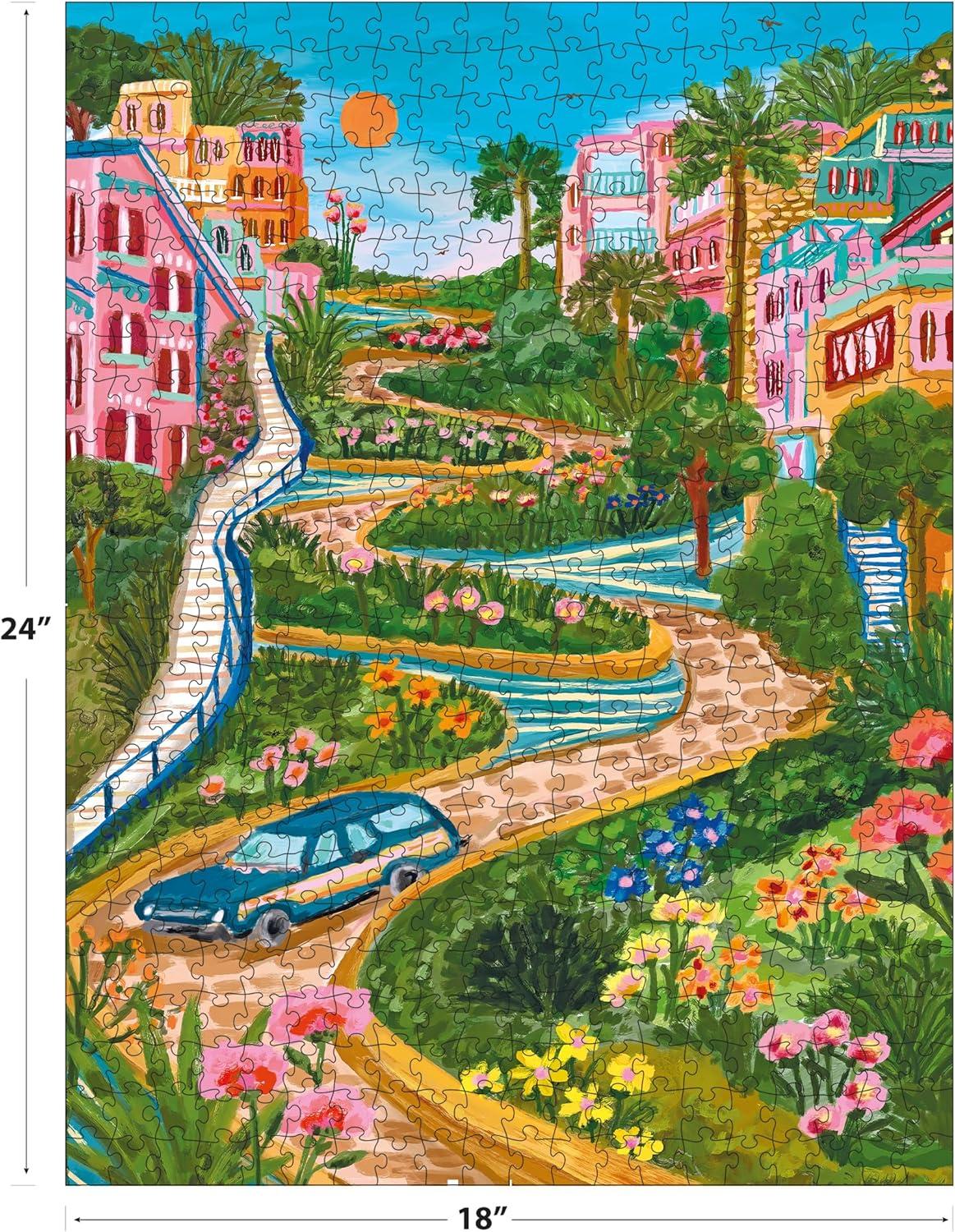 image:imageRoseArt Millie Illustrates Amsterdam 300 Piece Jigsaw Puzzle Vibrant Cityscape Artwork Fun amp Challenging Puzzle for AdultsLombard Street San Francisco