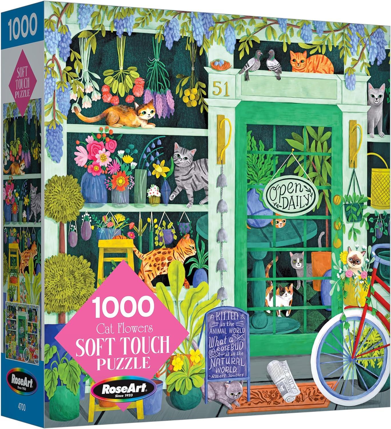 image:imageRoseArt Soft Touch Cat Flowers 1000 Piece Jigsaw Puzzle for AdultsCat Flowers