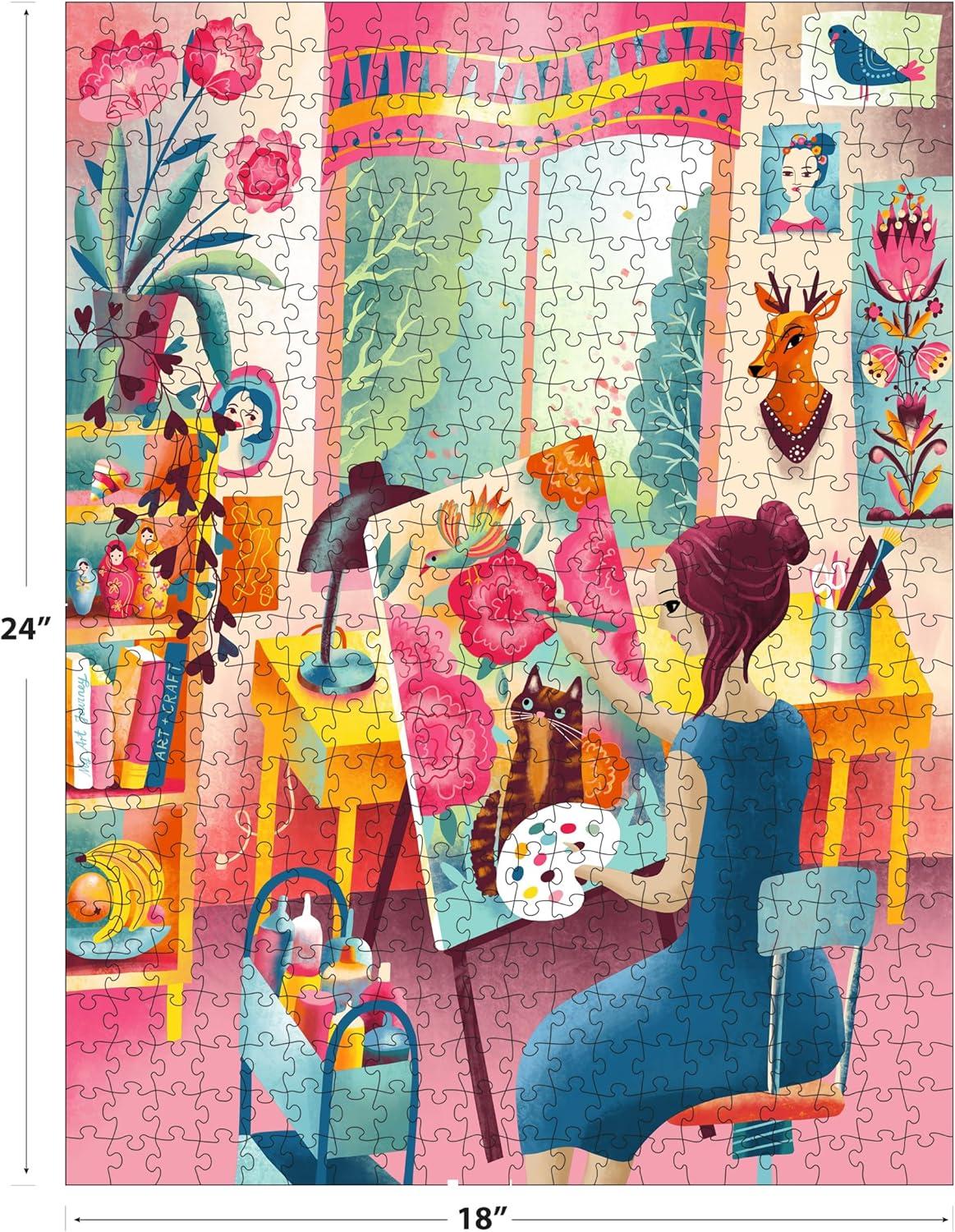 image:imageRoseArt Vertical Visions The Story Bean 500 Piece Jigsaw Puzzle Caf and Book Store Puzzle for AdultsArt Studio