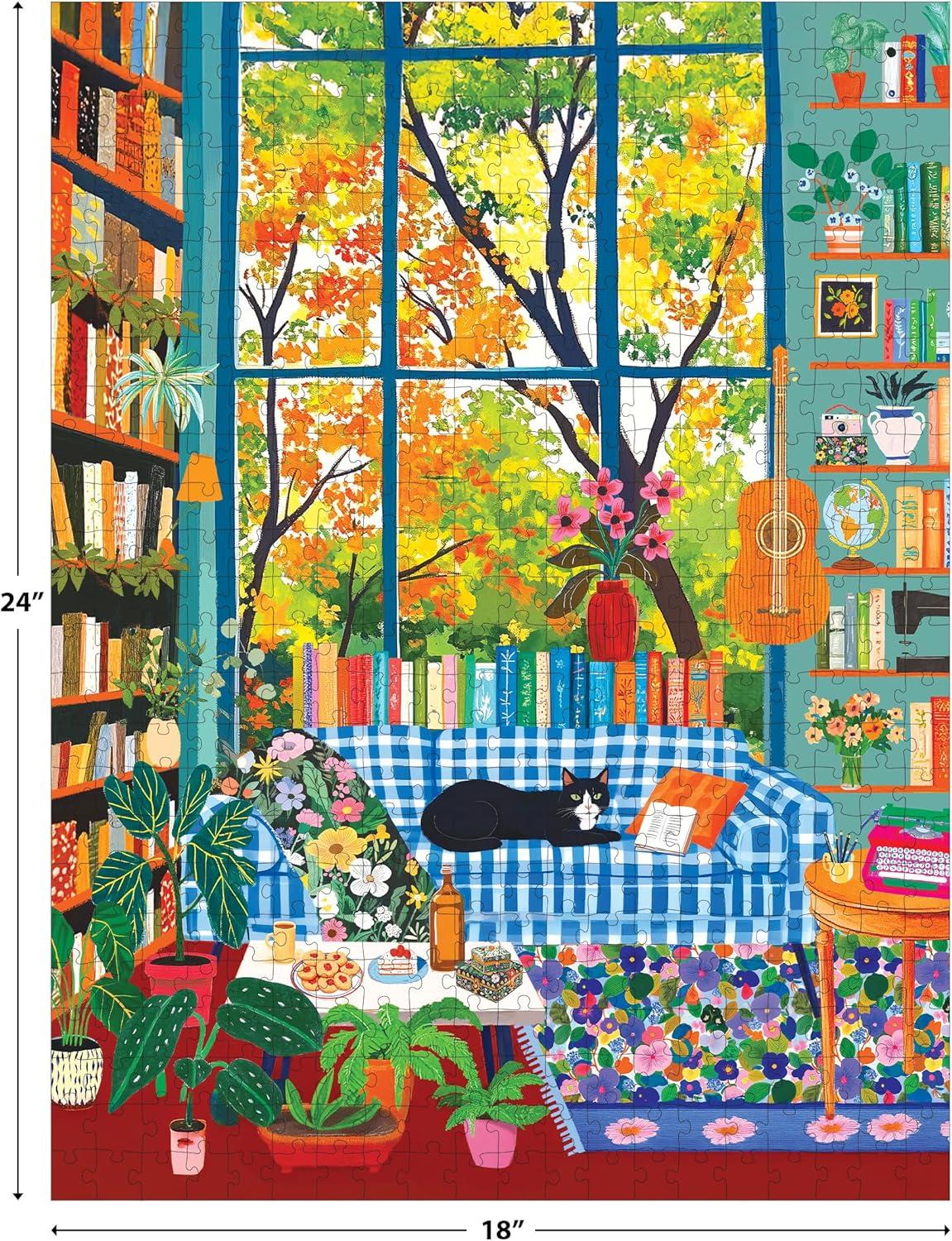 image:imageRoseArt Vertical Visions The Story Bean 500 Piece Jigsaw Puzzle Caf and Book Store Puzzle for AdultsCozy Reading Room