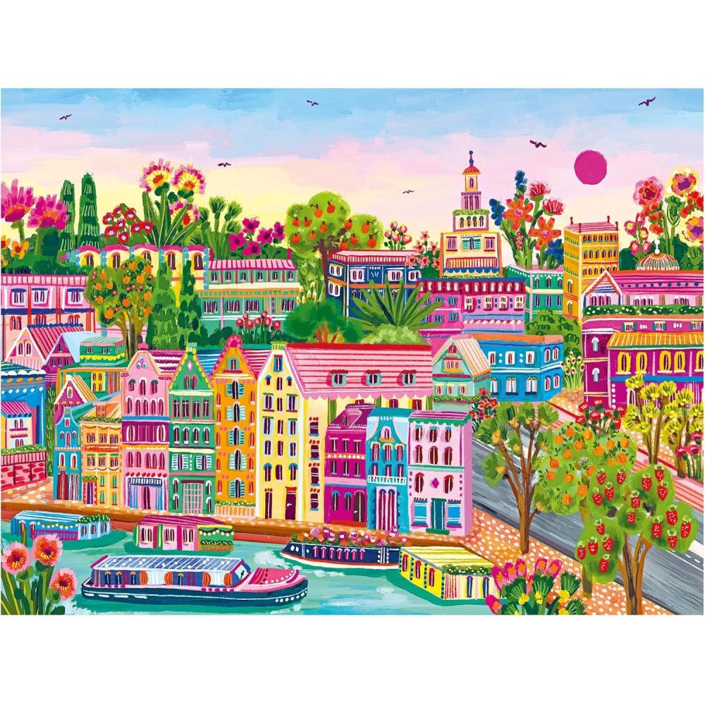 image:imageRoseArt Millie Illustrates Amsterdam 300 Piece Jigsaw Puzzle Vibrant Cityscape Artwork Fun amp Challenging Puzzle for AdultsAmsterdam