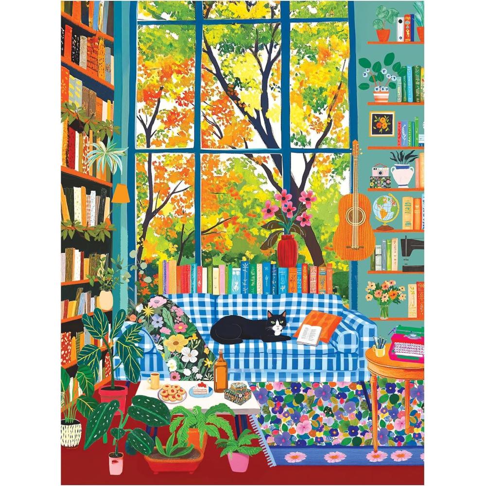 image:imageRoseArt Vertical Visions The Story Bean 500 Piece Jigsaw Puzzle Caf and Book Store Puzzle for AdultsCozy Reading Room
