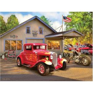 RoseArt – American Nostalgia – Hot Rod Garage – 550 Piece Jigsaw Puzzle for Adults(Hot Rod Flames)