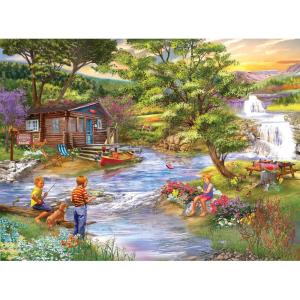 RoseArt – Chris Bigelow – Fall Harvest – 1000 Piece Jigsaw Puzzle for Adults(Fishing from The Banks)