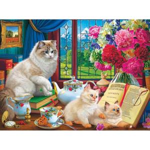 RoseArt – Fancy Cats – Library Mischief – 750 Piece Jigsaw Puzzle for Adults(Afternoon Lessons)