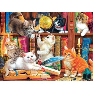 RoseArt – Fancy Cats – Library Mischief – 750 Piece Jigsaw Puzzle for Adults(Library Mischief)