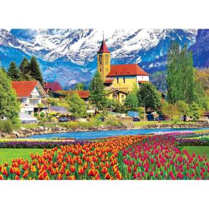 RoseArt – Kodak Premium – Hunsett Mill and The River Ant, Norfolk, England – 1000 Piece Jigsaw Puzzle for Adults(Brienz Town and Flowers)