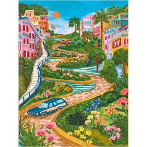 RoseArt – Millie Illustrates – Amsterdam 300 Piece Jigsaw Puzzle – Vibrant Cityscape Artwork, Fun & Challenging Puzzle for Adults(Lombard Street San Francisco)