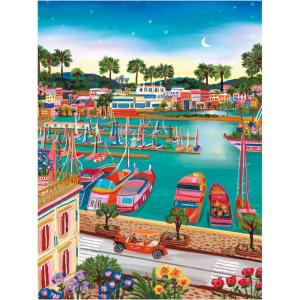 RoseArt – Millie Illustrates – Amsterdam 300 Piece Jigsaw Puzzle – Vibrant Cityscape Artwork, Fun & Challenging Puzzle for Adults(Vieux Port De Cannes)
