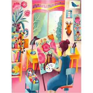 RoseArt – Vertical Visions – The Story Bean 500 Piece Jigsaw Puzzle – Café and Book Store Puzzle for Adults(Art Studio)