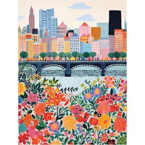RoseArt – Vertical Visions – The Story Bean 500 Piece Jigsaw Puzzle – Café and Book Store Puzzle for Adults(City Flowers)