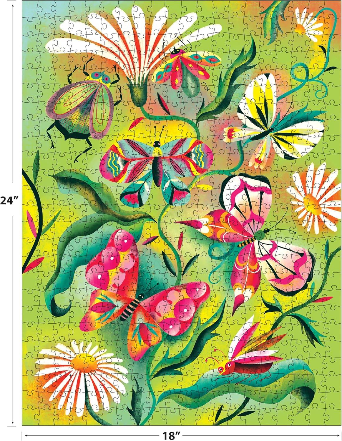 image:imageRoseArt Birds Butterflies amp Blooms 500 Piece DoubleSided Jigsaw Puzzle Matte amp Glossy Sides Nature Puzzle for Adults 2in1 Puzzle with PosterBirds Butterflies and Blooms