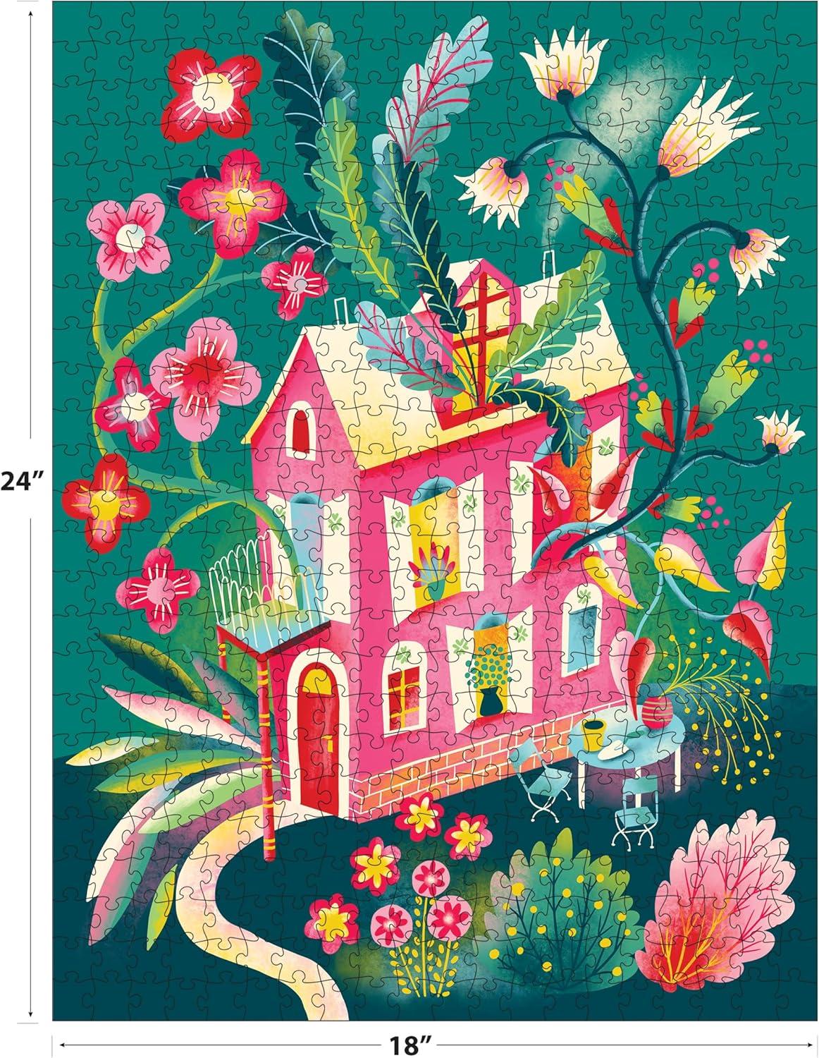 image:imageRoseArt Birds Butterflies amp Blooms 500 Piece DoubleSided Jigsaw Puzzle Matte amp Glossy Sides Nature Puzzle for Adults 2in1 Puzzle with PosterHome Sweet Home
