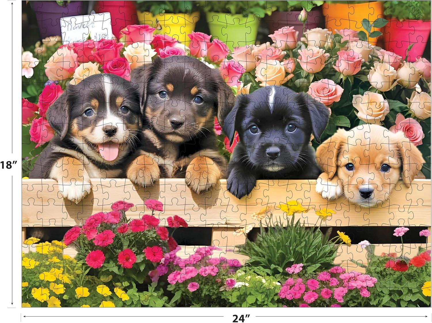 image:imageRoseArt Kodak Maine Road 350 Piece Jigsaw Puzzle Scenic Autumn Landscape Puzzle for AdultsMarket Puppies