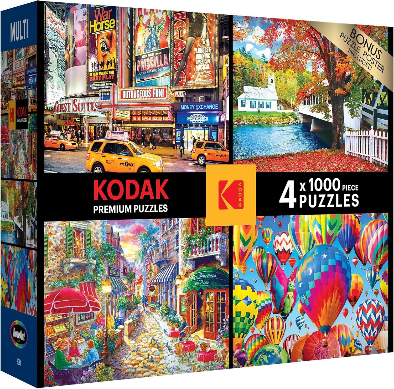 image:imageRoseArt Kodak 4 in 1 Multipack 4 X 1000 Piece Adult Jigsaw PuzzleBright Lights in NY