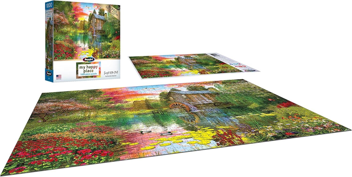 image:imageRoseArt My Happy Place Charles Harbor 1000 Piece Jigsaw Puzzle for AdultsSunset at The Mill