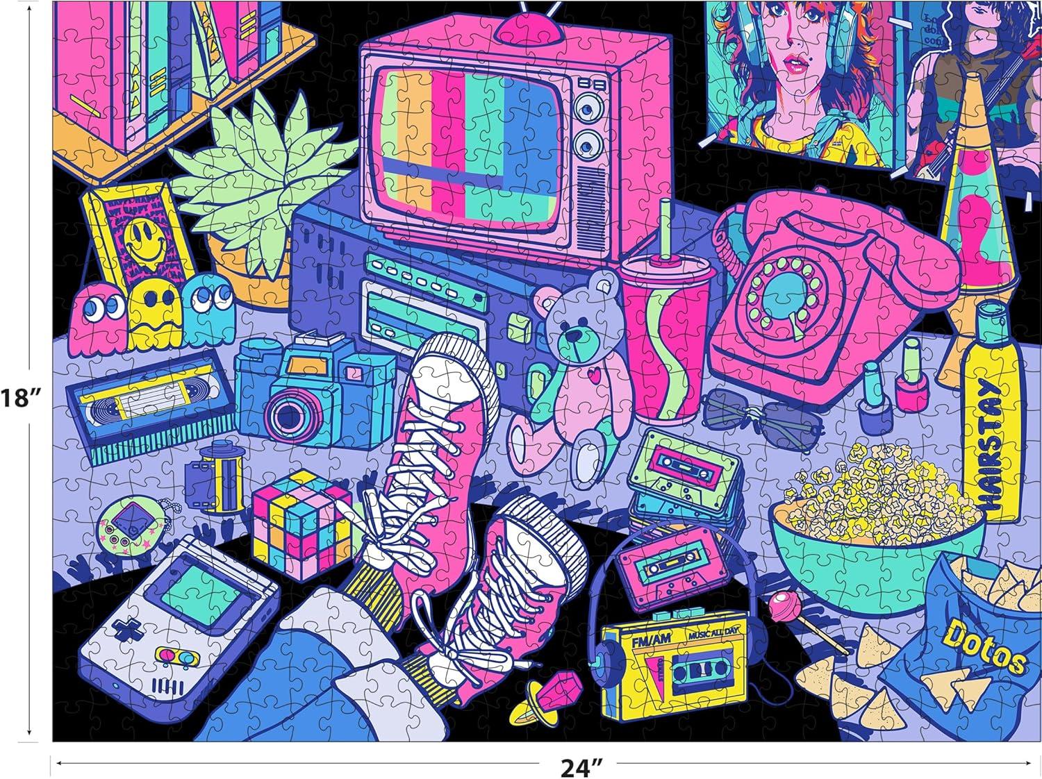 image:imageRoseArt Neon Brights 1980s 500 Piece Jigsaw Puzzle RetroInspired Vibrant Neon Colors Ages 12 and Up1980s