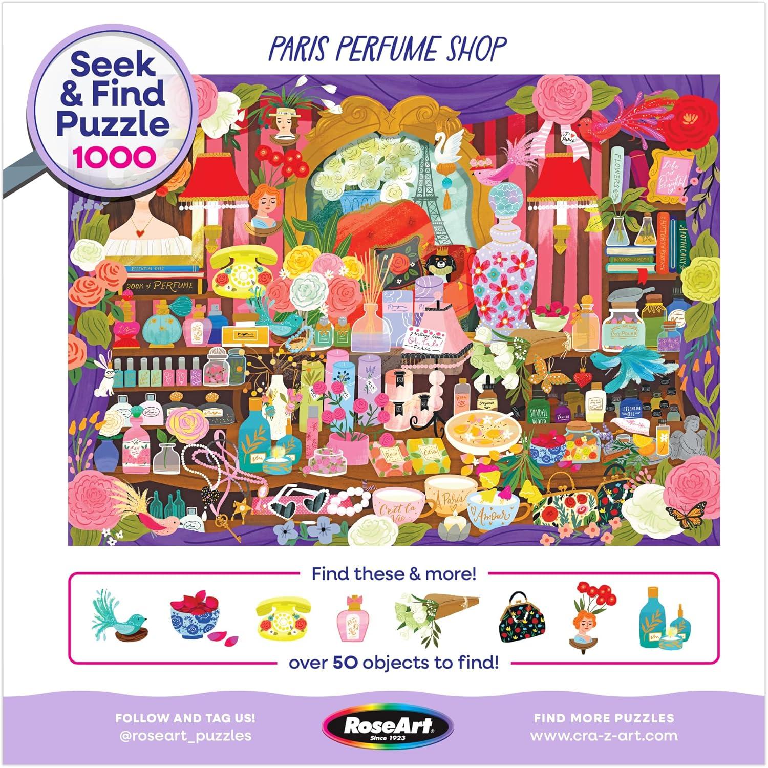 image:imageRoseArt Seek amp Find Paris Perfume Shop 1000 Piece Jigsaw Puzzle for Adults Hidden Object Puzzle Elegant Boutique Scene Premium Puzzle with Bonus PosterParis Perfume Shop