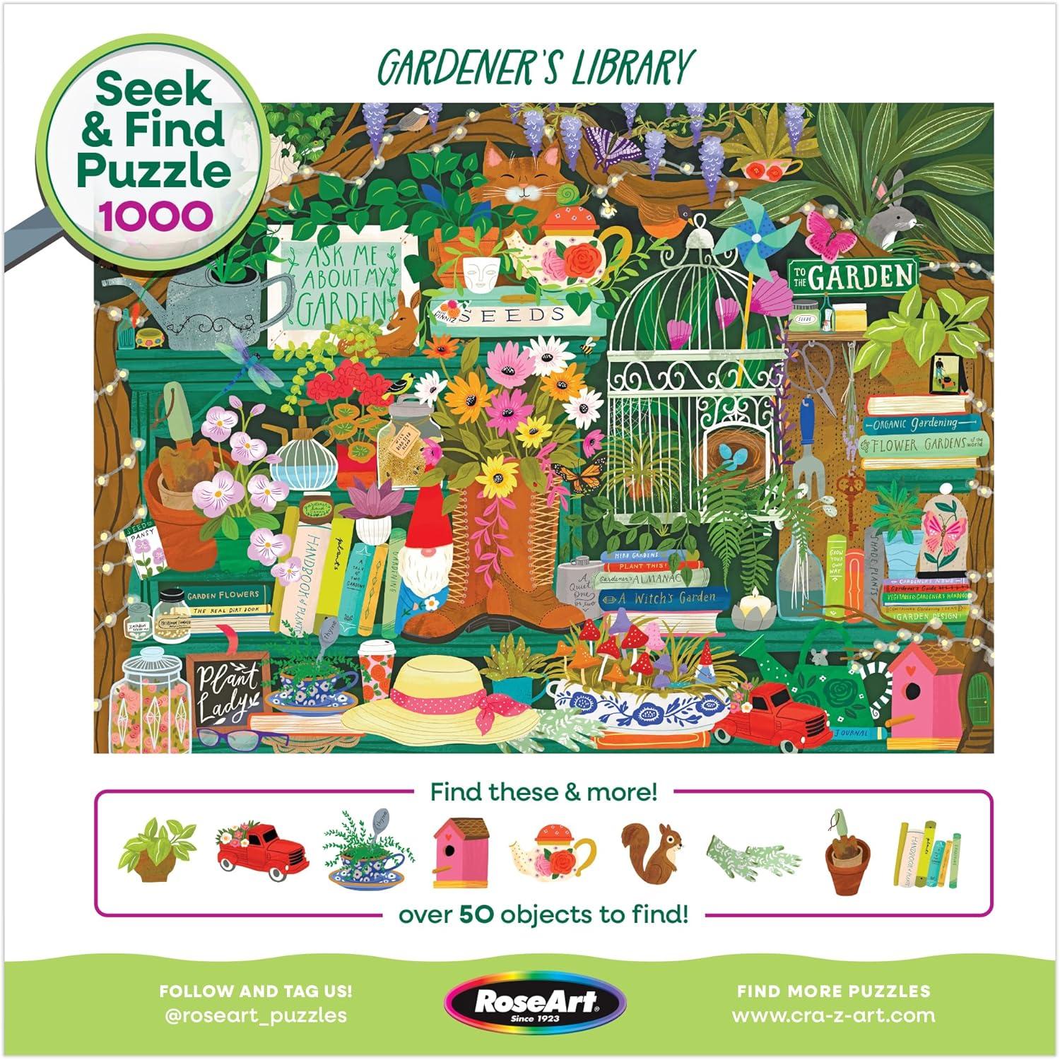 image:imageRoseArt Seek amp Find Paris Perfume Shop 1000 Piece Jigsaw Puzzle for Adults Hidden Object Puzzle Elegant Boutique Scene Premium Puzzle with Bonus PosterGardeners Library