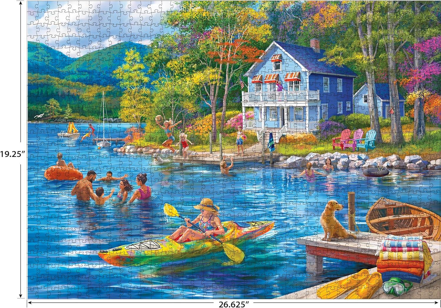 image:imageRoseart Kodak Premium Ranch Pickup 1000 Piece Jigsaw Puzzle for AdultsLake Swimming