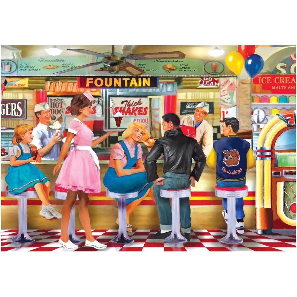 image:imageRoseArt  Back to The Past  Dancing at The Diner  750 Piece Jigsaw Puzzle for AdultsSoad and Ice Cream Parlor