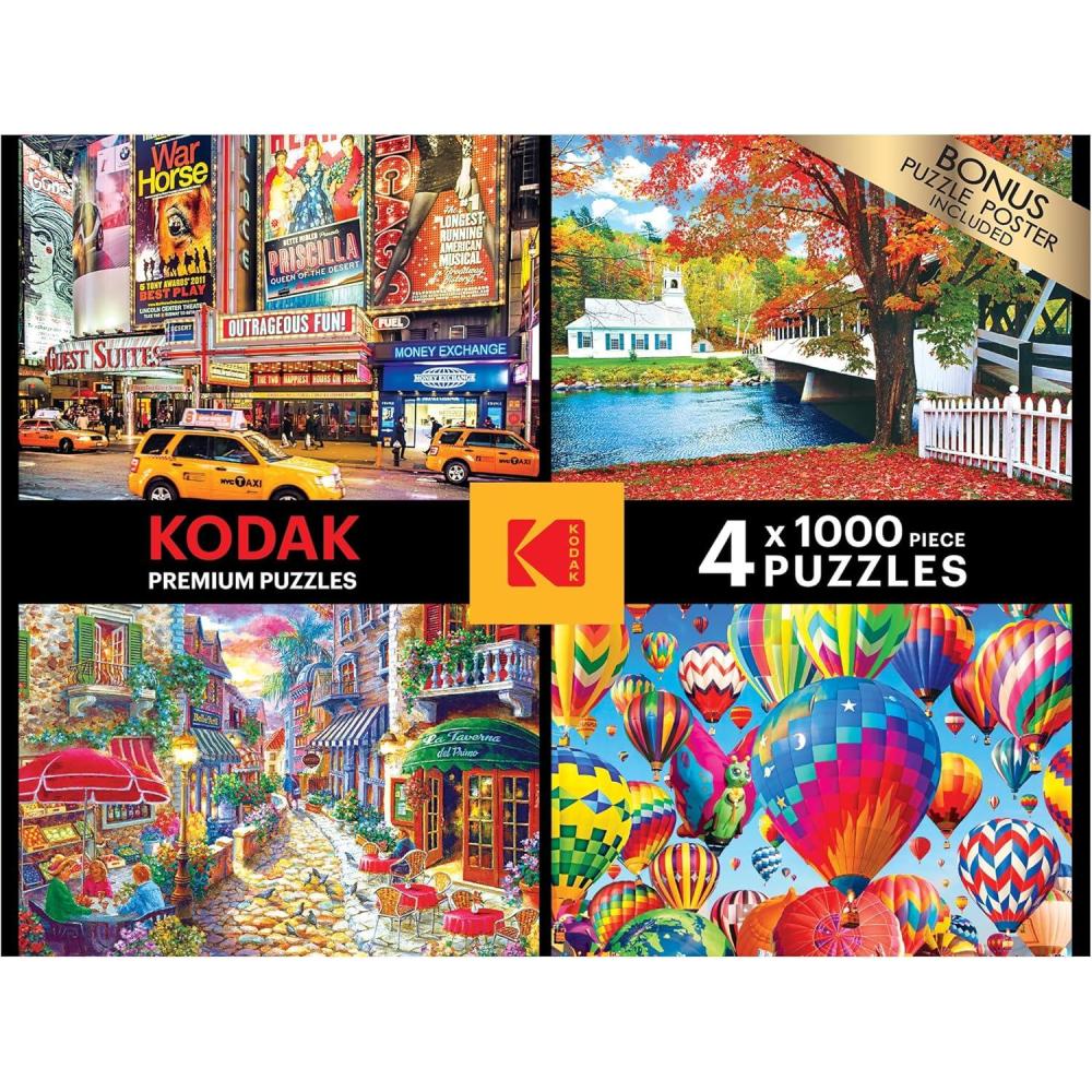 image:imageRoseArt Kodak 4 in 1 Multipack 4 X 1000 Piece Adult Jigsaw PuzzleBright Lights in NY