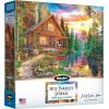 RoseArt – My Happy Place – Charles Harbor – 1000 Piece Jigsaw Puzzle for Adults(Forest Cabin Home)