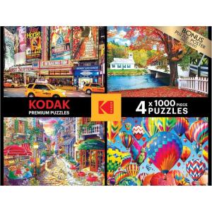RoseArt – Kodak 4 in 1 Multipack – 4 X 1000 Piece Adult Jigsaw Puzzle(Bright Lights in NY)
