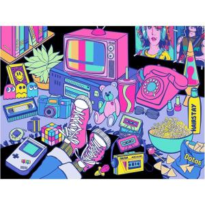 RoseArt – Neon Brights – 1980s – 500 Piece Jigsaw Puzzle, Retro-Inspired, Vibrant Neon Colors, Ages 12 and Up(1980s)