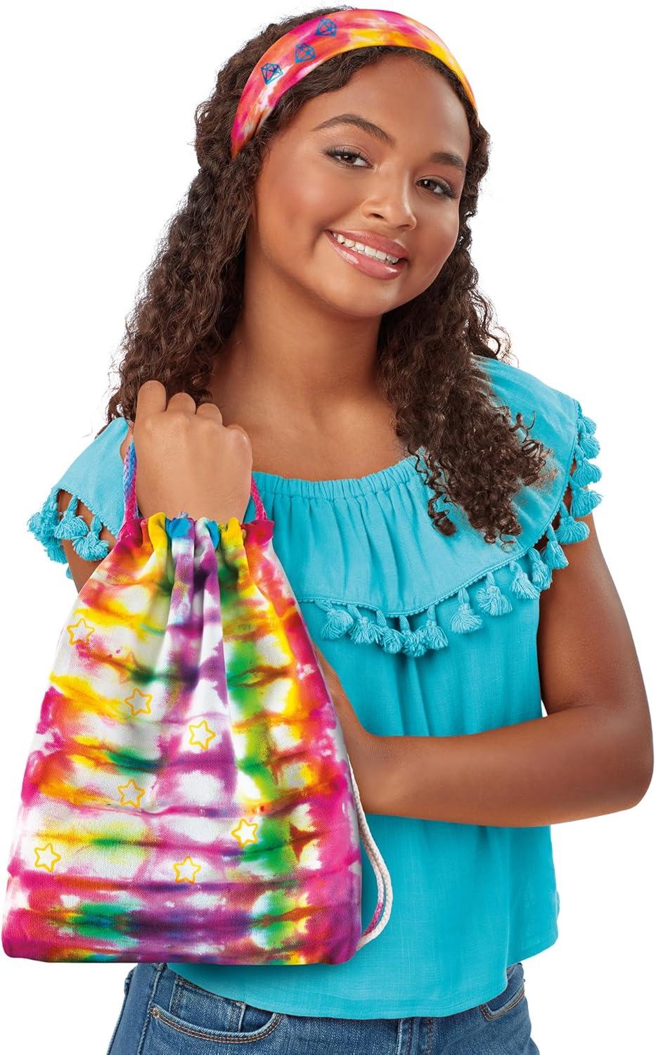 image:imageCRAZArt Shimmer n Sparkle Tie Dye Fashion Tote and Headband Craft KitBluePink Small