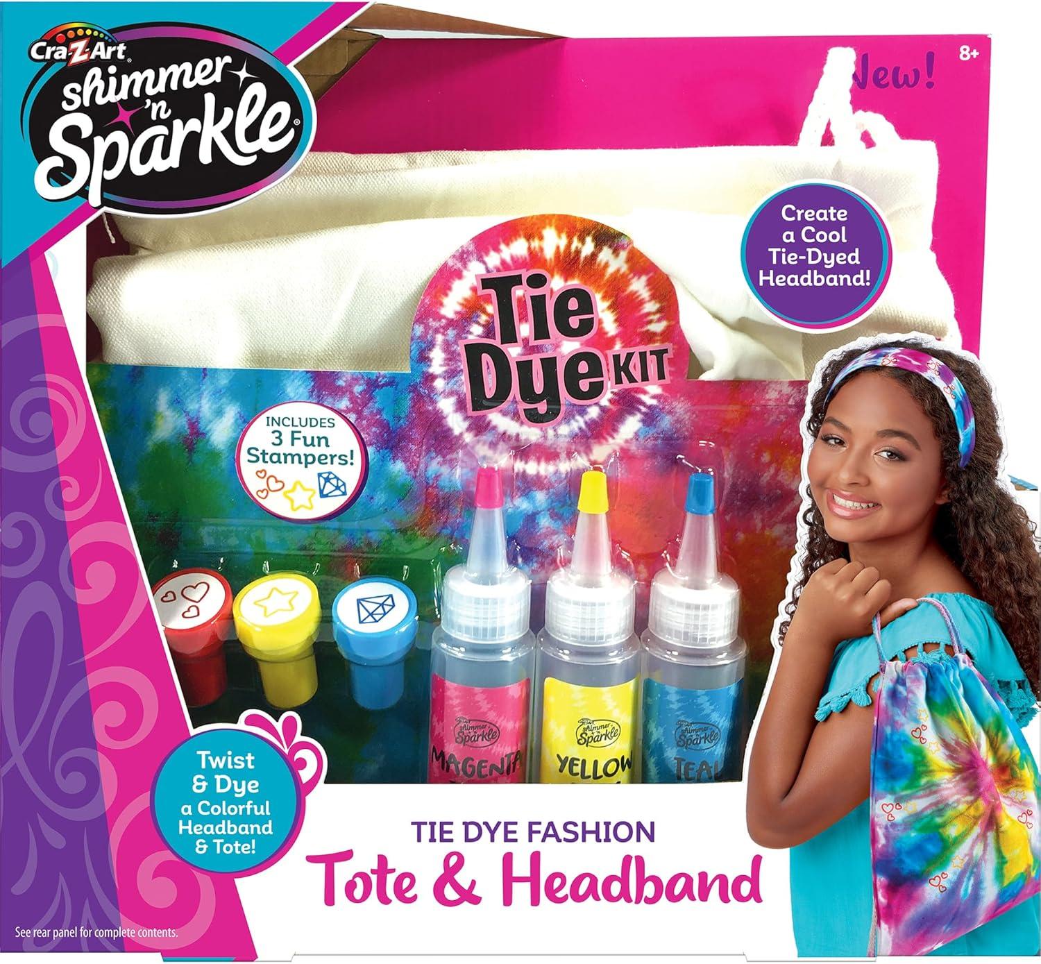 image:imageCRAZArt Shimmer n Sparkle Tie Dye Fashion Tote and Headband Craft KitBluePink Small