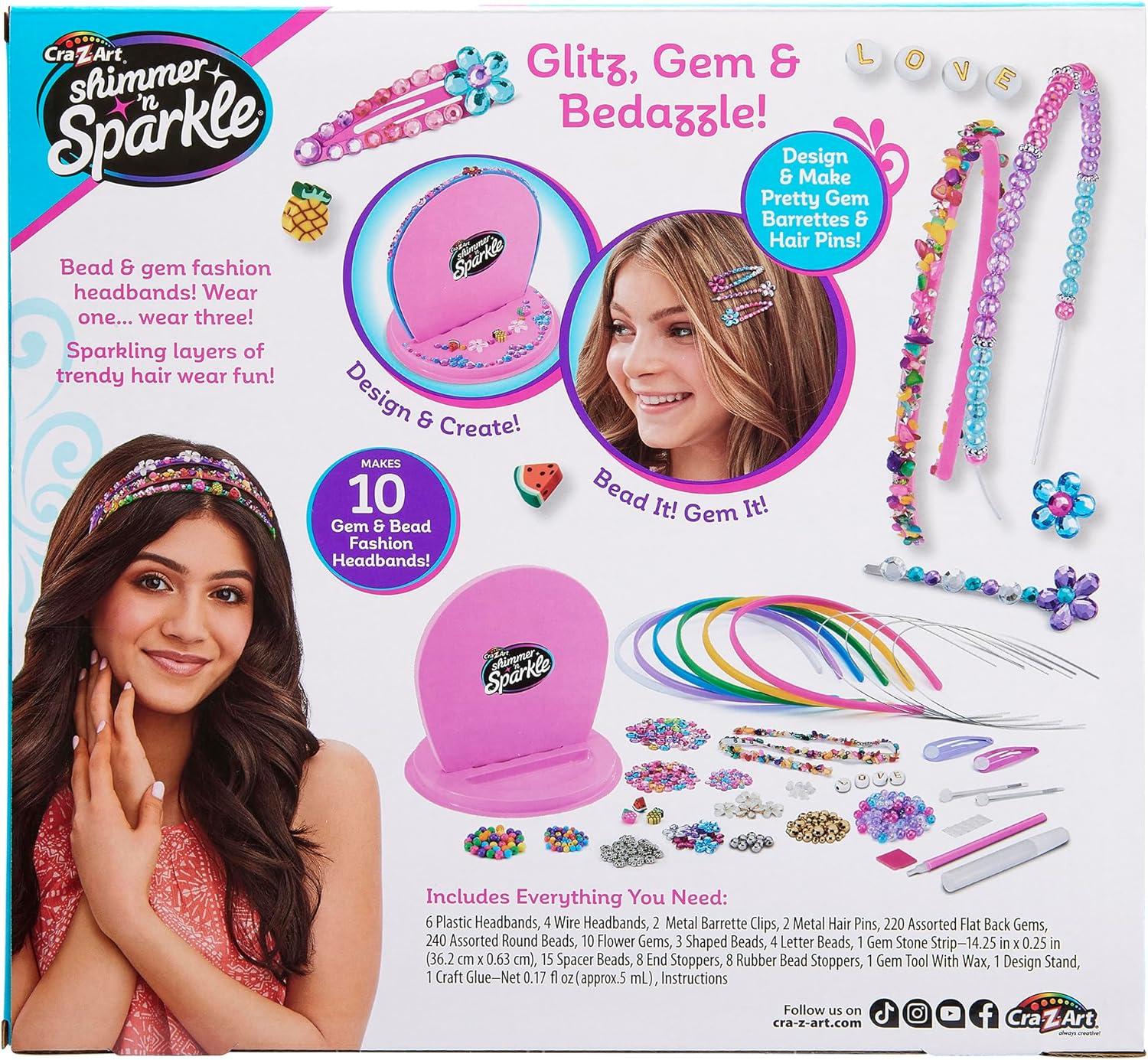 image:imageShimmer N Sparkle Sparkling Headband and Barrettes Make Your own Beaded Headbands and Barrettes Hair Accessories for Kids Birthday Present Ages 8 and Up