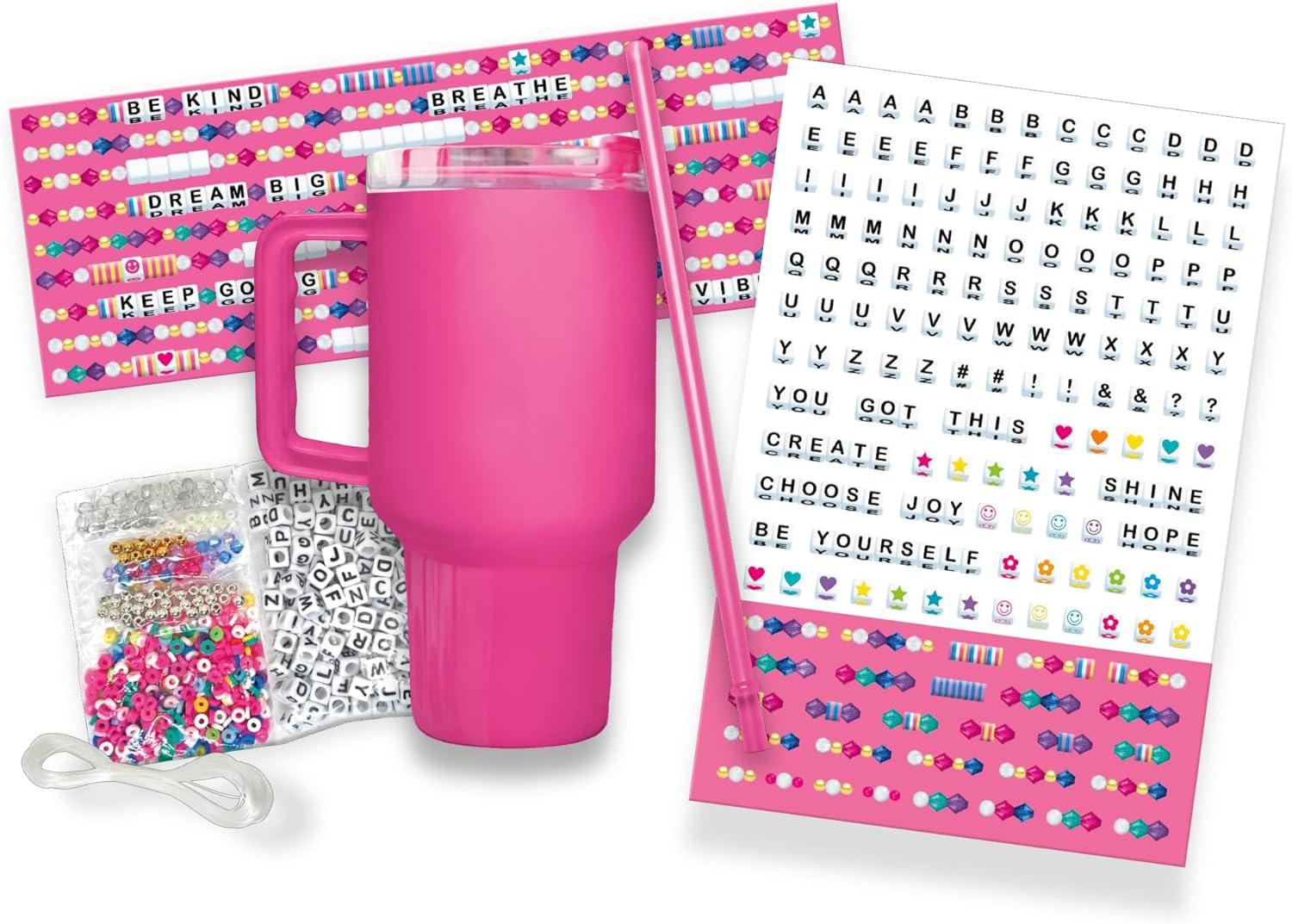 image:imageShimmer n Sparkle ABC Bead amp Wear Bracelet Set with 20oz Tumbler Make 6 Alphabet Bead Bracelets and Decorate Your 20oz Tumbler with Sticker Alphabet Beads Kids Water Bottle for School