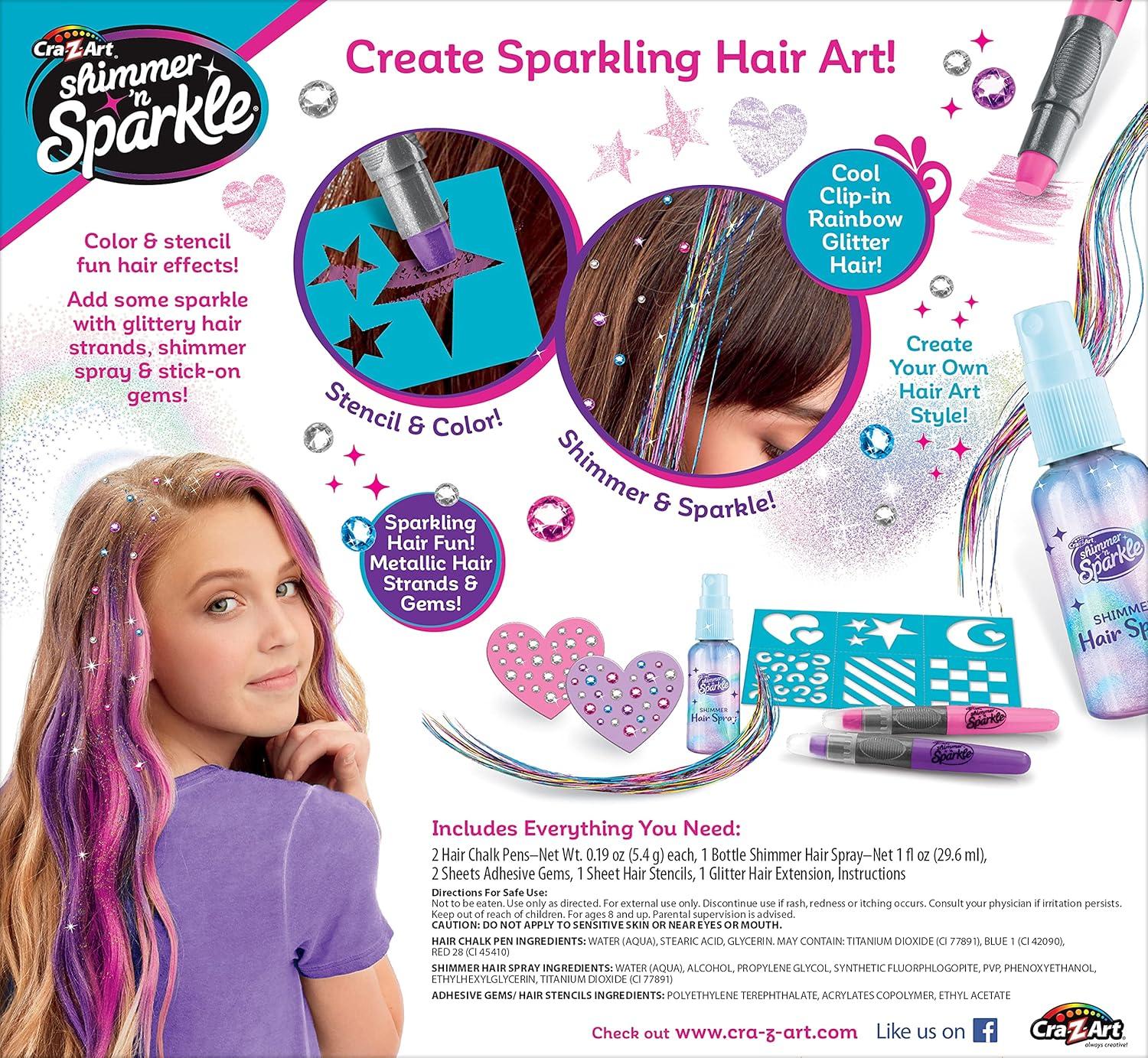 image:imageShimmer n Sparkle Glitter and Glam Metallic Hair Art Set with Hair Chalk Pens and Hair Gems by CraZArt