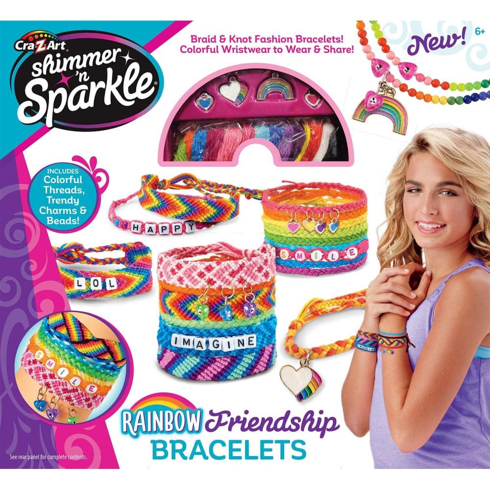 image:imageCraZArt Shimmer N Sparkle Friendship Charm Bracelets Trendy Bangle Bracelets BFF Bracelet Set for Ages 6 and UpOver The Rainbow Friendship