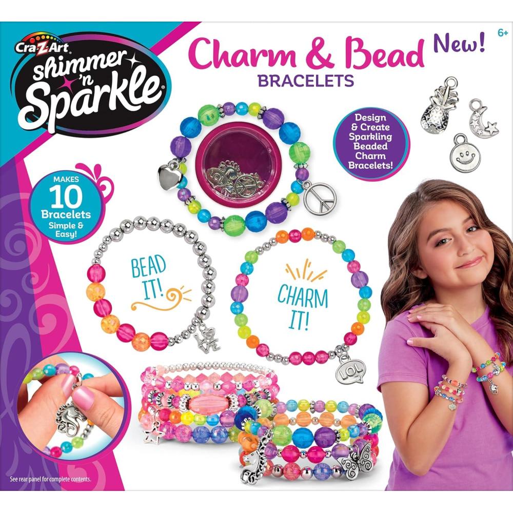 image:imageShimmer n Sparkle Charm amp Bead Bracelet Maker by CRAZArt DIY Beaded Charm Friendship Bracelet Making Kit