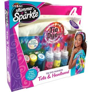 CRA-Z-Art Shimmer ‘n Sparkle Tie Dye Fashion Tote and Headband Craft Kit,Blue/Pink, Small