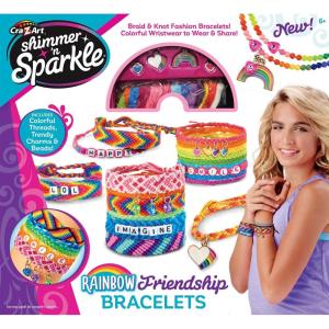 Cra-Z-Art Shimmer ‘N Sparkle Friendship Charm Bracelets, Trendy Bangle Bracelets, BFF Bracelet Set for Ages 6 and Up(Over The Rainbow Friendship)