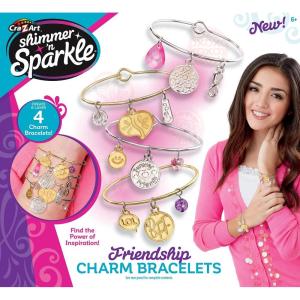 Cra-Z-Art Shimmer ‘N Sparkle Friendship Charm Bracelets, Trendy Bangle Bracelets, BFF Bracelet Set for Ages 6 and Up(Trendy Charm)