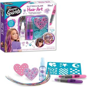 Shimmer ‘n Sparkle Glitter and Glam Metallic Hair Art Set with Hair Chalk Pens and Hair Gems by Cra-Z-Art