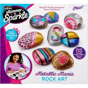 Shimmer ’n Sparkle Metallic Mania Rock Art DIY Painting Rock Craft Kit for ages 6 and Up