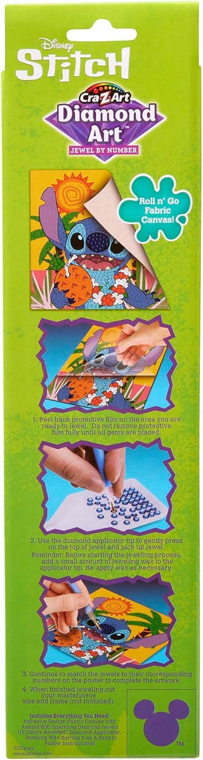 image:imageCRAZArt Disney Stitch Chunky Gem by Number Kit 8 x 8 Canvas DIY Diamond Art Jewel by Number Art Creative Gem Craft Great Gift for Birthdays for Girls and Boys Ages 6 and Up