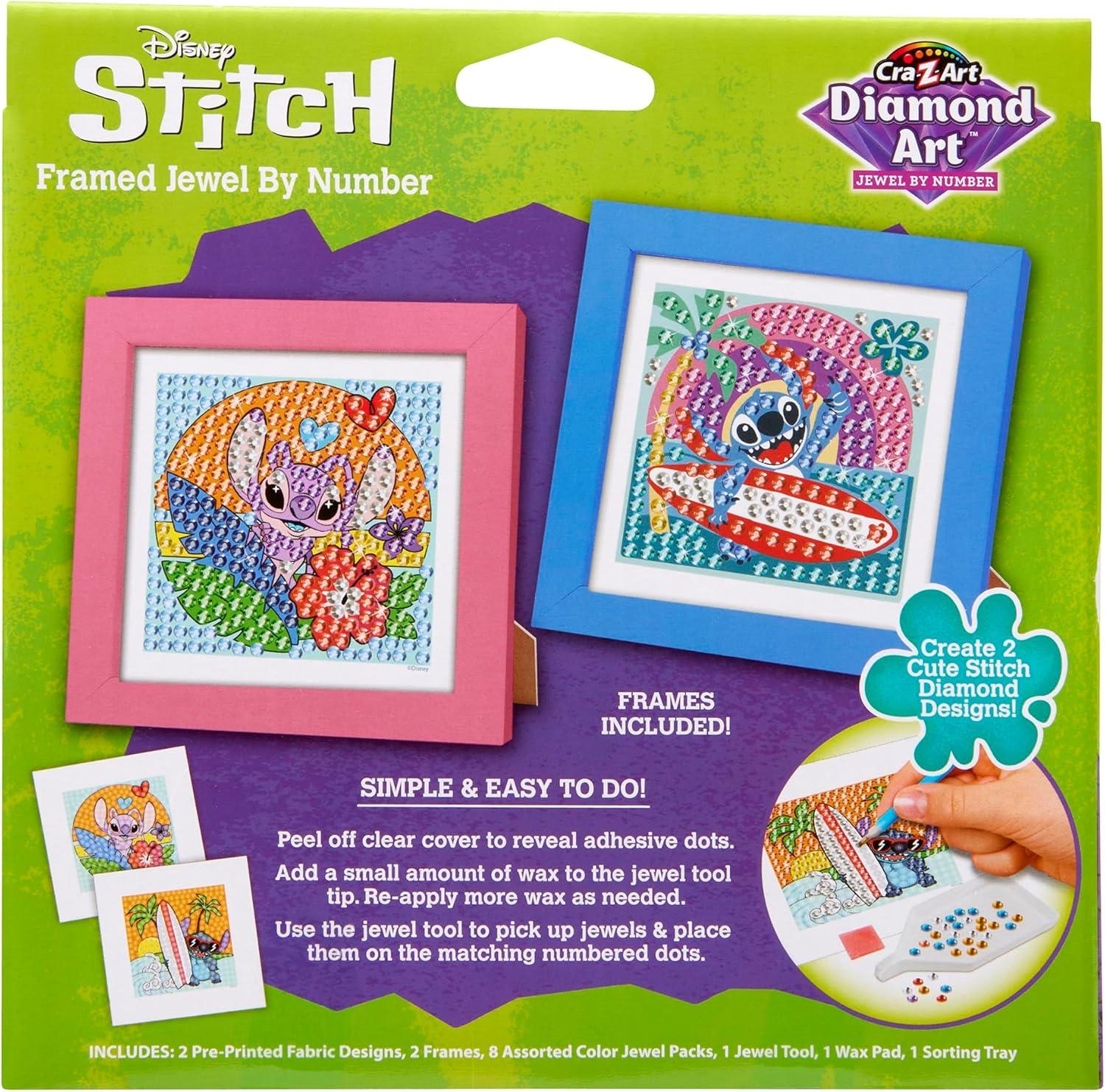 image:imageCRAZArt Disney Stitch Framed Chunky Gem by Number Kit Diamond Art Painting Kits DIY Diamond Jewel by Number Art Creative Gem Craft Great Gift for Birthdays for Girls and Boys Ages 6 and Up