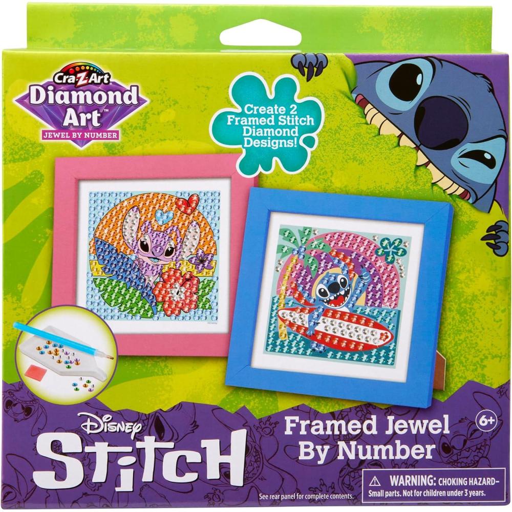 image:imageCRAZArt Disney Stitch Framed Chunky Gem by Number Kit Diamond Art Painting Kits  DIY Diamond Jewel by Number Art Creative Gem Craft Great Gift for Birthdays for Girls and Boys Ages 6 and Up