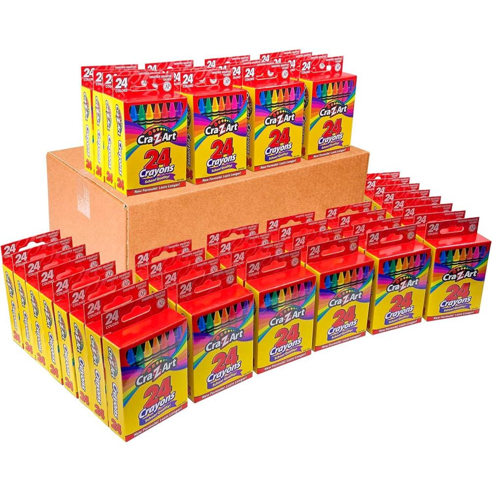 image:imageCraZArt Crayons Bulk Pack 24 Count 24 Packs of Crayons Bulk School Supplies for Classroom Back to School Essentials24 Count Pack of 48