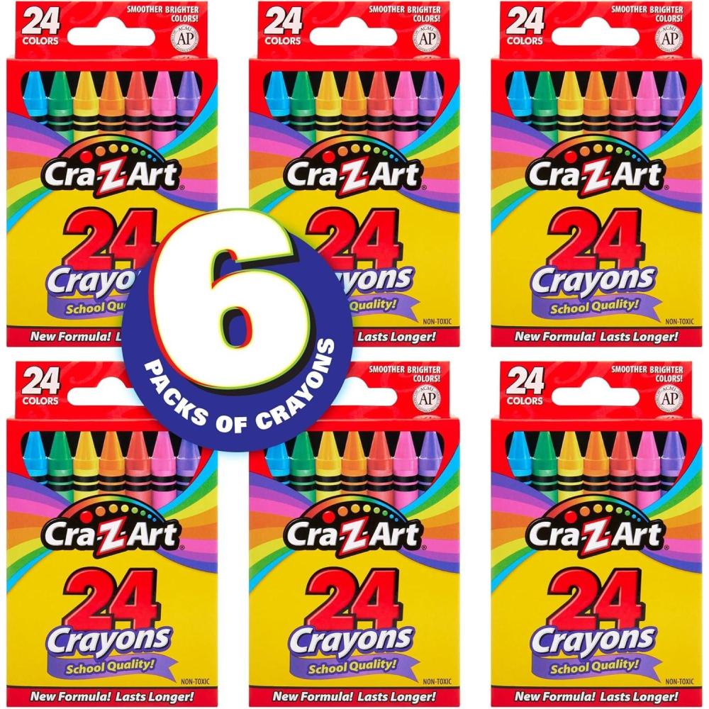image:imageCraZArt Crayons Bulk Pack 24 Count 24 Packs of Crayons Bulk School Supplies for Classroom Back to School Essentials24 Count Pack of 6