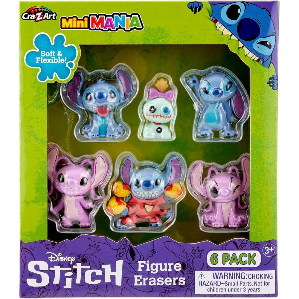 image:imageStitch Surprise 3 Pack Mini Figure Erasers Get 3 Real Flexible Erasers to Assemble Use and Collect Great for Back to School Blind Bag Inspired Kids Toy6 Pack