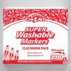 CRA-Z-Art Super Washable Broadline Markers Bulk Class Pack 200ct 8 Assorted Colors, 25 Broadline Markers in Each Color(200 ct 8 assorted colors)